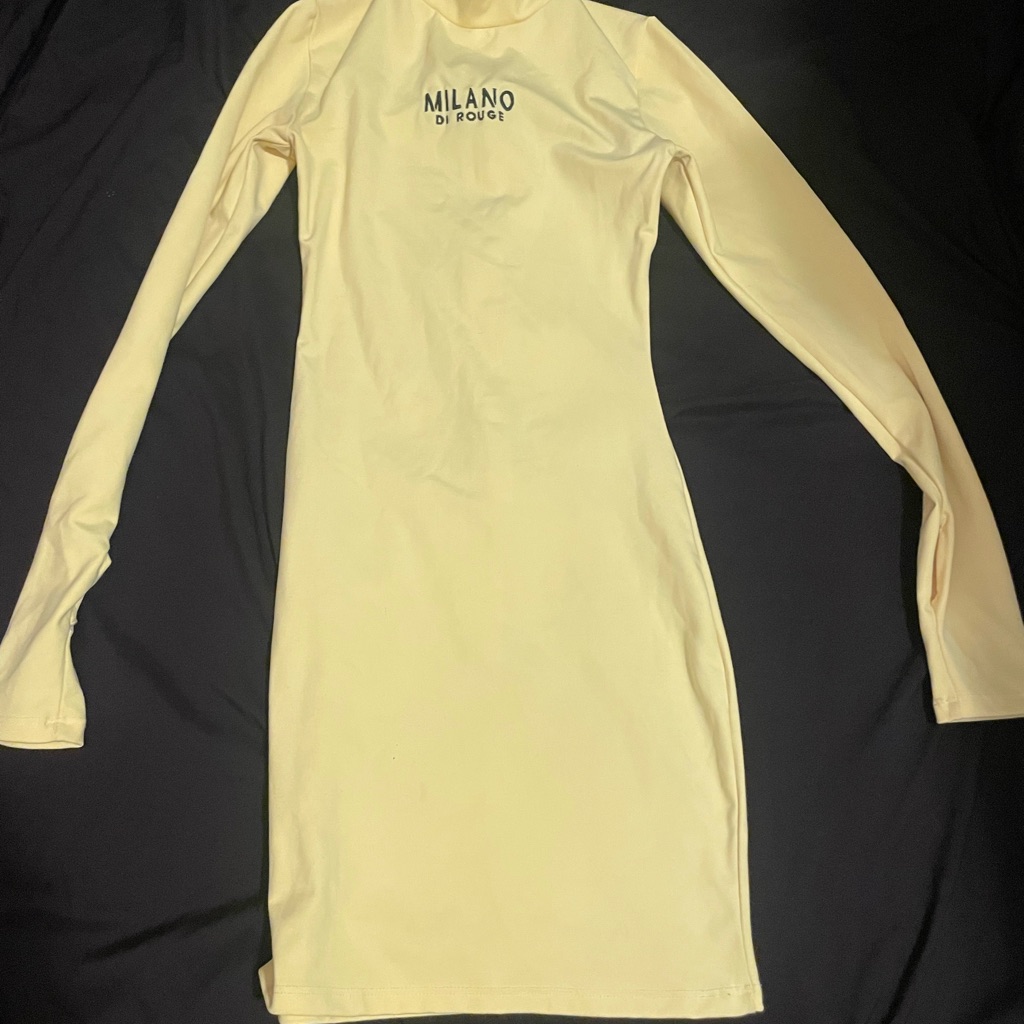 Milano Di Rouge Long Sleeve Bodycon Dress In Neon Green